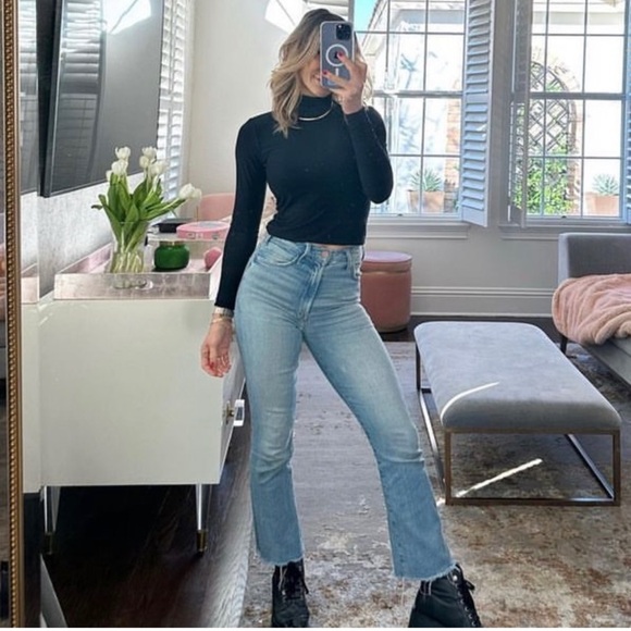 MOTHER The Hustler Ankle Fray Au Revoir Jeans 24 High Rise Light Wash Denim Boho - Picture 4 of 16